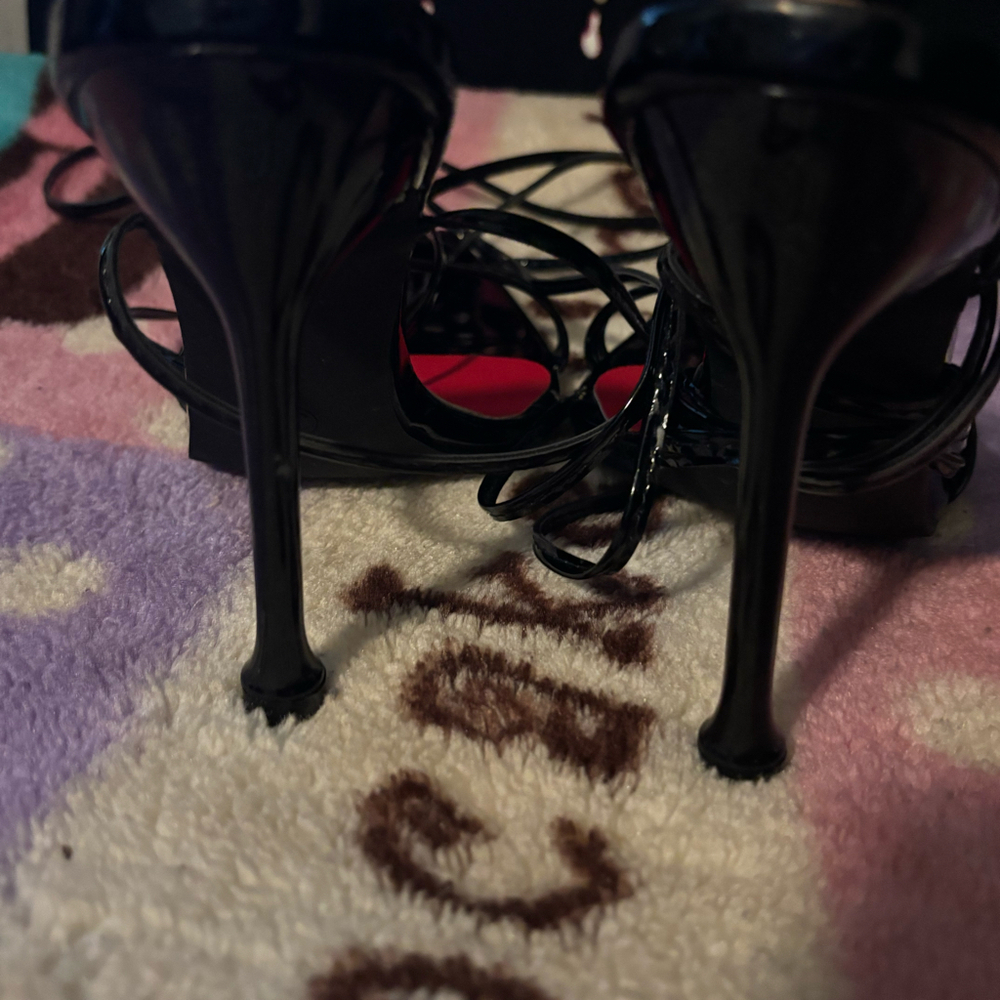 Black Lace-Up Stiletto Heels – Size 7.5 | Sexy Statement Shoes - Picture 5 of 6